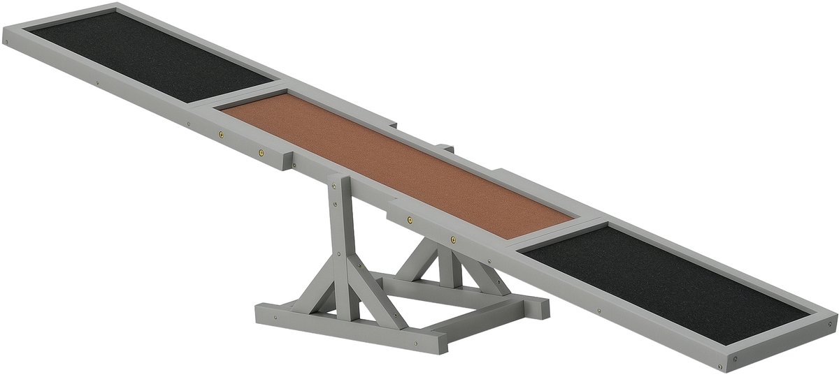 PawHut-Pet Agility Wip - Vurenhout - 180x30x30cm - Grijs