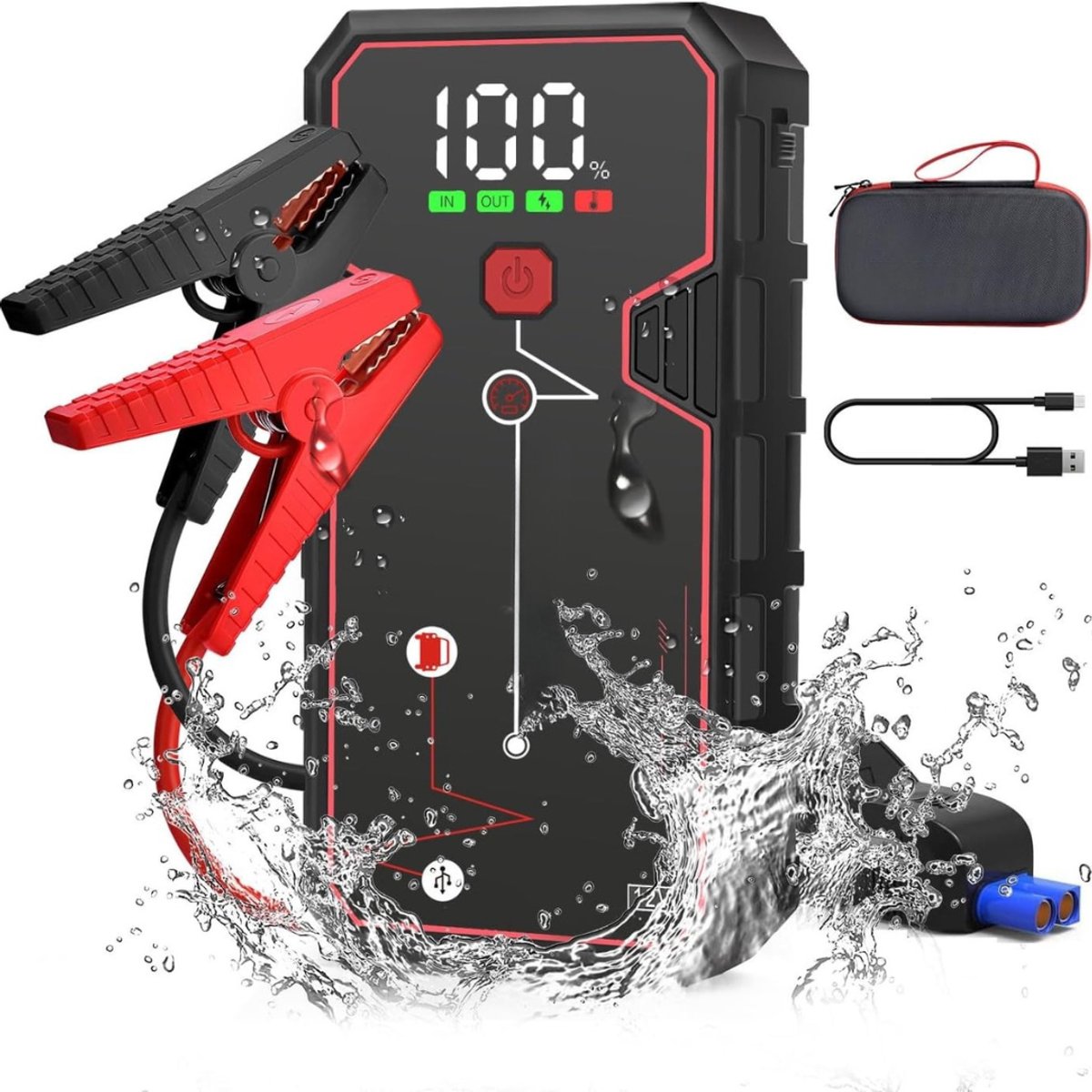 Kavo®- Jumpstarter - Jumpstarter voor Auto - Startbooster - Zwart - 14cm x 25cm x 10cm