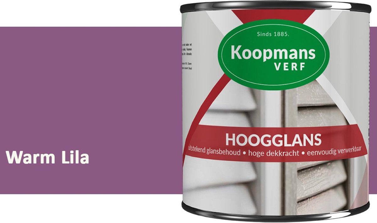 Koopmans Hoogglans Lakverf Binnen & Buiten – Voor Hout en Metaal – Krasvast – Hoge Dekkracht – Kozijnen, Deuren & Meubels – Warm Lila – 750 ml