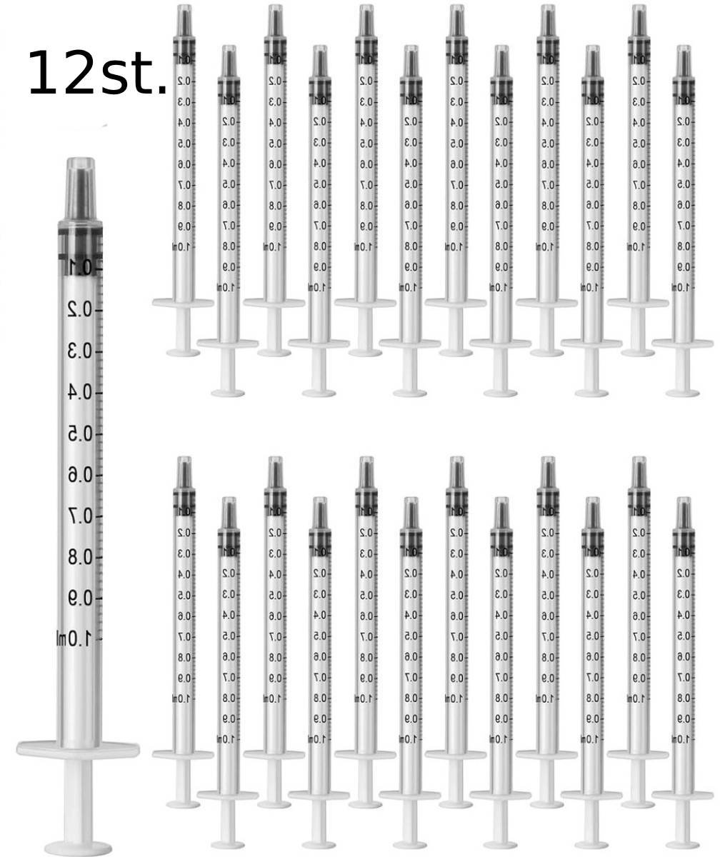 12 Stuks 1ml Plastic Spuiten zonder Naald, Voor Wetenschappelijke Experimenten, Vloeistof Dispenser en Doseringshulpmiddel voor Huisdieren en Laboratoria