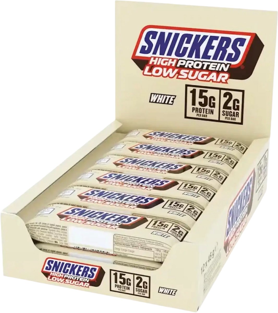 Snickers White Low Sugar High Protein Bar - 12x 45 g - White Chocolate