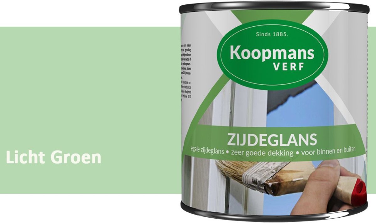Koopmans Zijdeglans Lakverf – Binnen & Buiten – Kras- en Stootvast – Hoge Dekkracht – Voor Hout, Deuren en Kozijnen – Licht Groen – 750 ml
