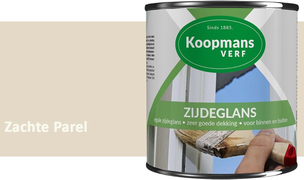Koopmans Zijdeglans Lakverf – Binnen & Buiten – Kras- en Stootvast – Hoge Dekkracht – Voor Hout, Deuren en Kozijnen – Zachte Parel – 375 ml