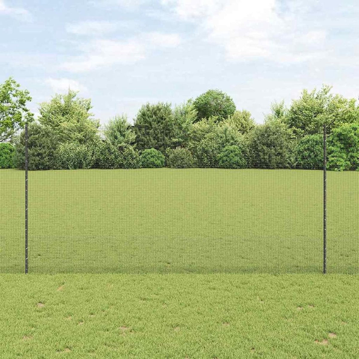 Gelaste draadomheining met 10 U-palen, grijs, 1,5 x 10 m staal, tuinhek, draadomheining voor hekken, groentebedden, kippenren, weideperceel, 3336575