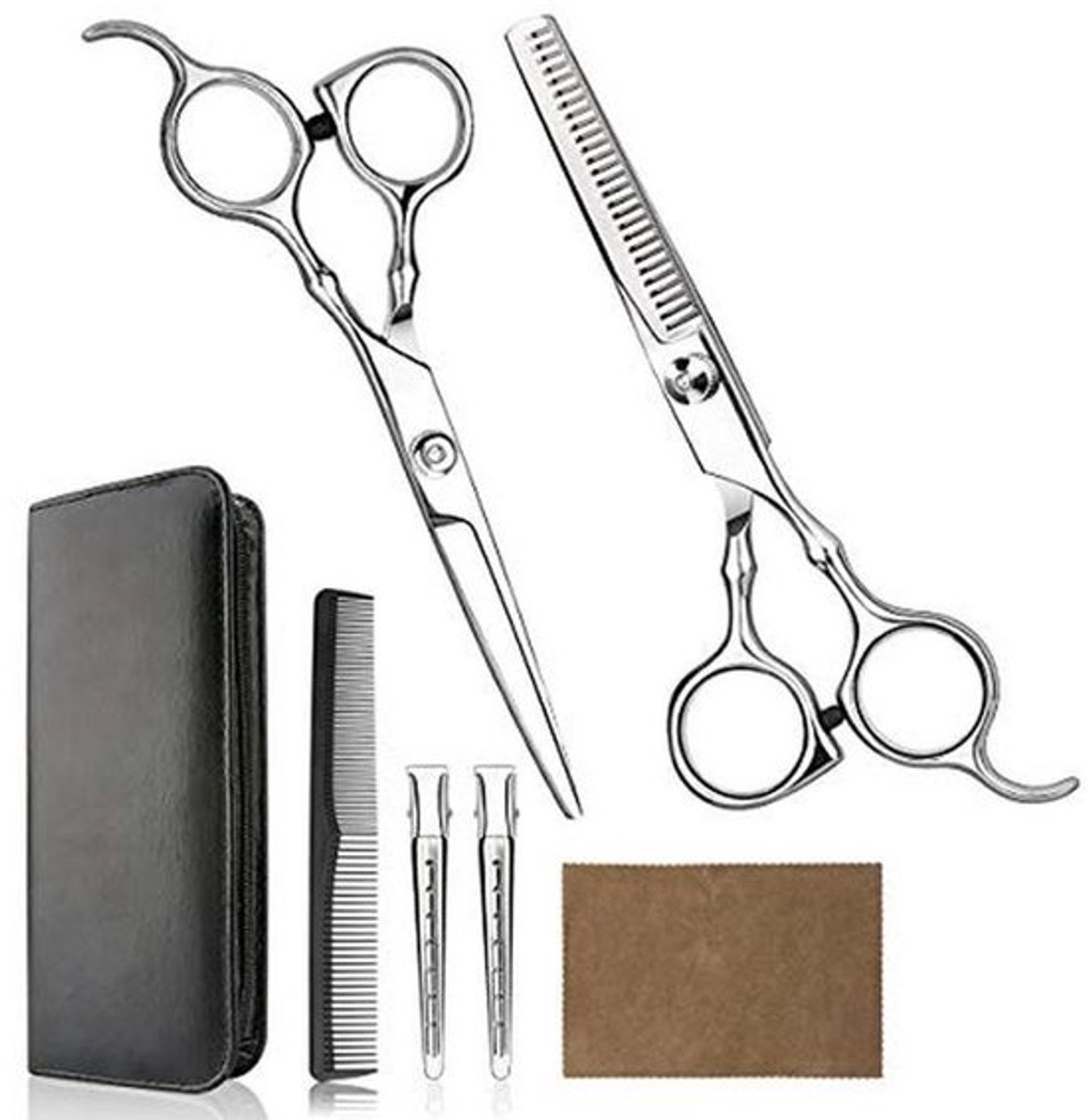Professionele haarknipschaar set voor thuis en salon met kam en etui