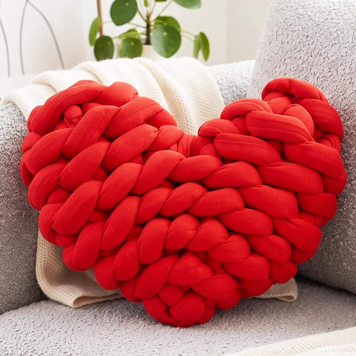 26 x 23 cm, Valentijnsdag, hartkussen, geknoopt kussen, love sierkussen, esthetisch, pluche kussen, hartvormig kussen, sierkussen, esthetisch bankkussen voor kinderkamer en