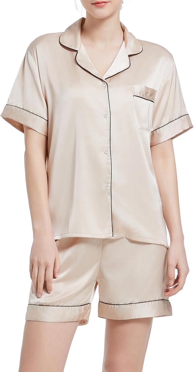 Pyjama voor dames dames satijnen pyjama bruidspyjama's set tweedelige pyjama sets button down nachtkleding loungewear
