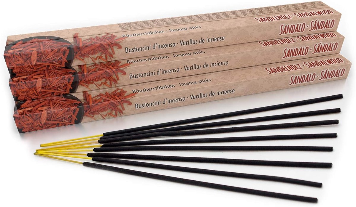 Wierookstokjes sandelhout: natuurlijk traditioneel uit India in eerlijke productie. Grootverpakking met 10 dozen = 80 stuks elk 45 min. Ayurveda & meditatie
