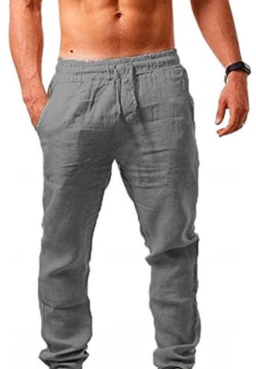 Linnen Herenbroek met Trekkoord - Casual Lichtgewicht Zomer Strandbroek
