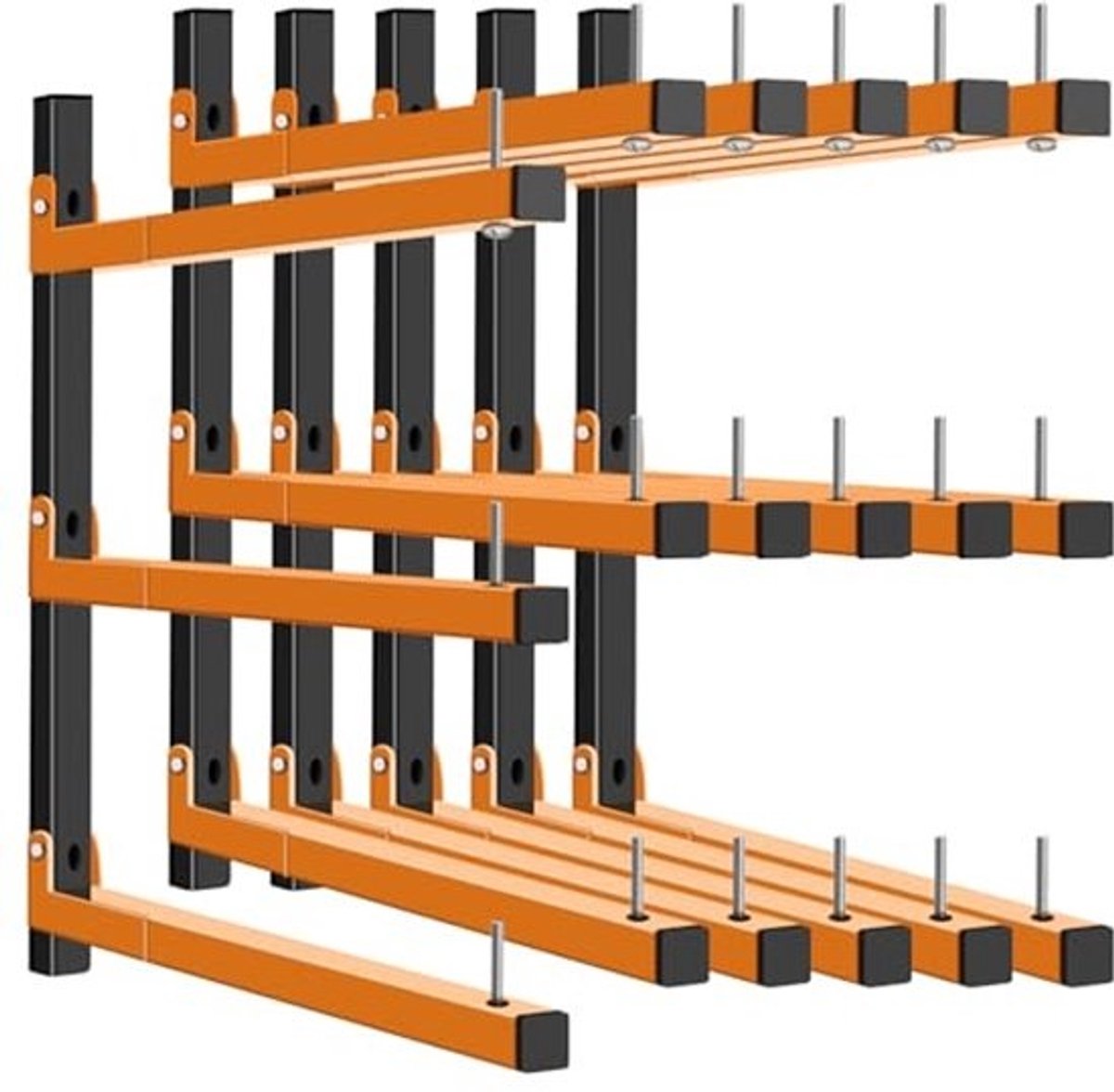 Houten wandmontage rek met 9 niveaus en hoge capaciteit voor opslag