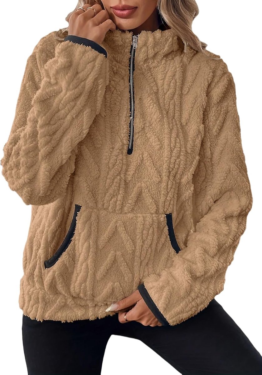 Fleece sweatshirt teddy fleece pullover winter oversized sweatshirt warm pluche jas met zakken