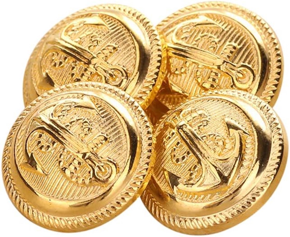 12 stuks gepolijste gouden ankerknoppen met schacht, vintage stijl, knopset voor sportjas en blazer, 18 mm