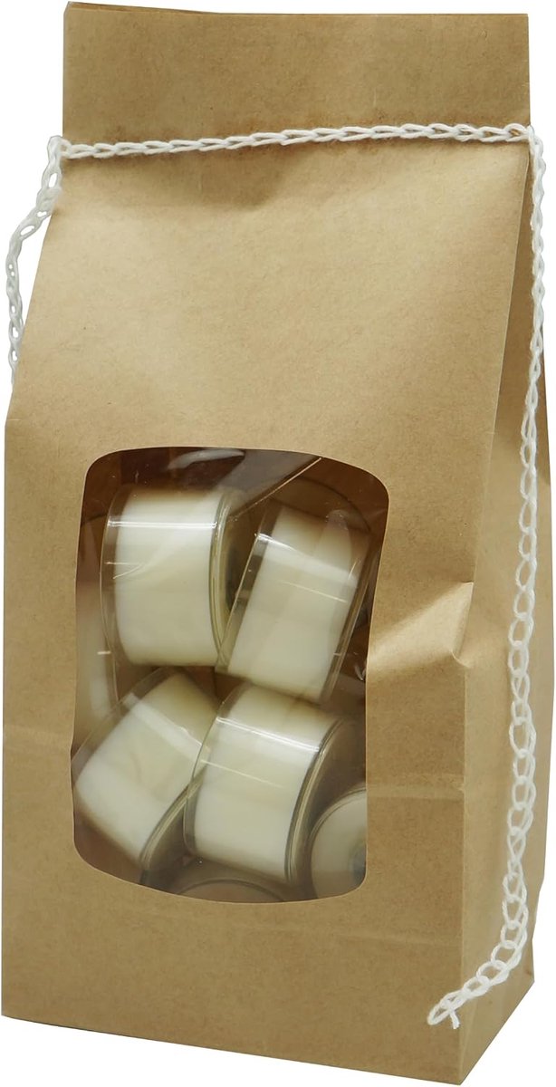 Theelichtjes van natuurlijke was, crème, 18 stuks, 7 uur, premium, veganistisch, parfumvrij