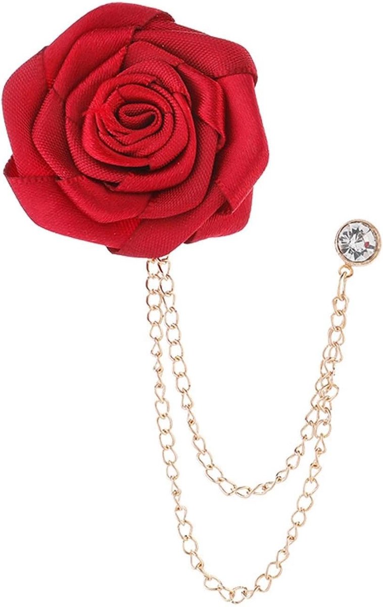 Broche voor bruiloft, bruidegom, broche met roze bloem, kunststof, modieus, bloemenpatroon, voor heren, accessoires, geschikt voor de meeste sets (rood)