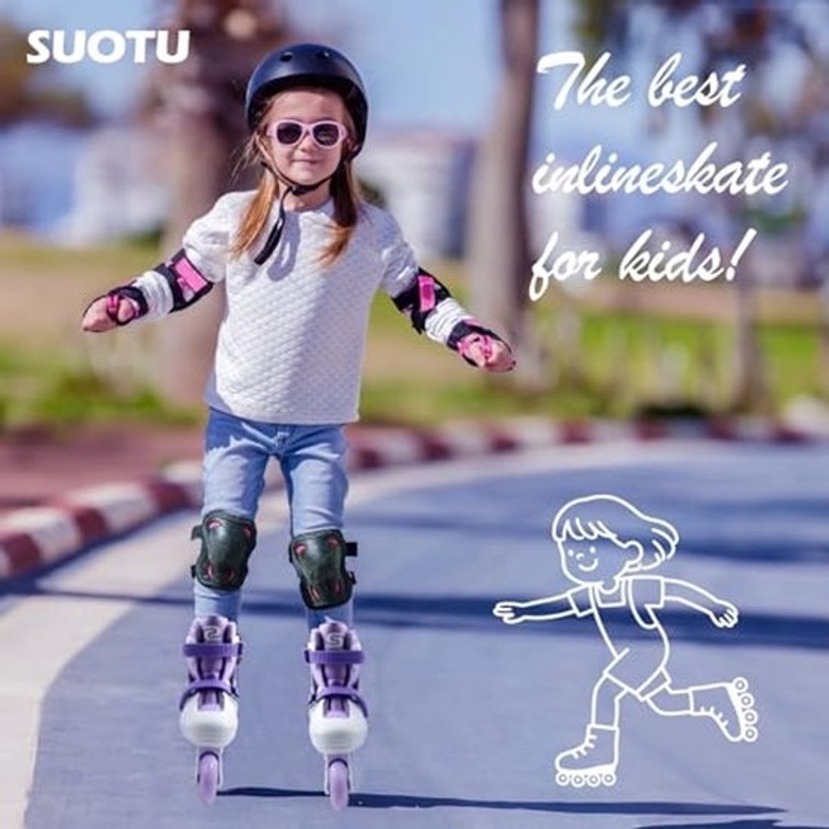 Verstelbare Inline Skates voor Kinderen met Luminous Wielen - Paars/Wit, Maat L