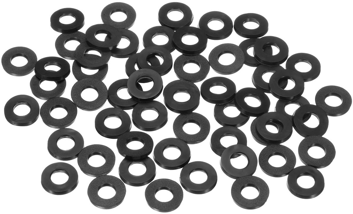 Set van 100 zwarte rubberen schijven, 8 mm ID, 16 mm OD 2,2 mm dikke rubberen schijven, doucheslang-afdichtingen voor schroeven, huishoudelijke armaturen, tuinslangen, rubberen schijven