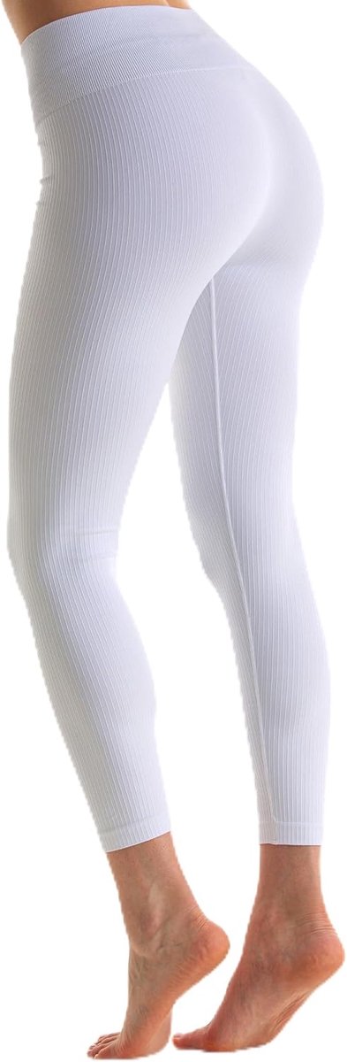 Sportlegging voor dames, hoge taille, geribbeld, voor sportschool, yoga, fitness, vuilafstotend, geurremmend, ademend, licht, antistatisch.