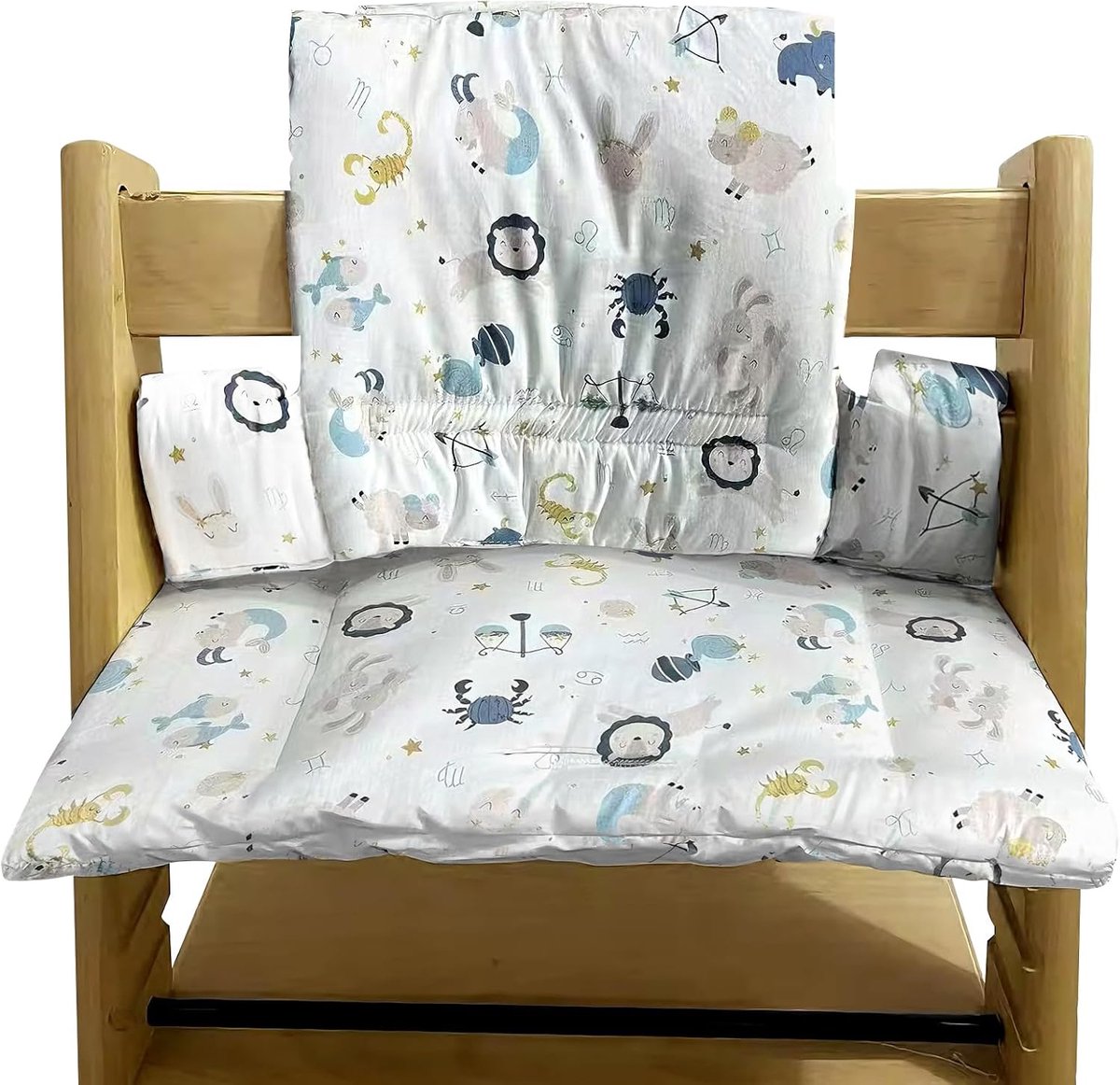 Antislip stoelkussen set: stoelkussen met leuke afbeeldingen, stoelkussen-overtrek vervangingskussen, gelamineerde coating, katoenen inzet voor Stokke Tripp Trapp stoel