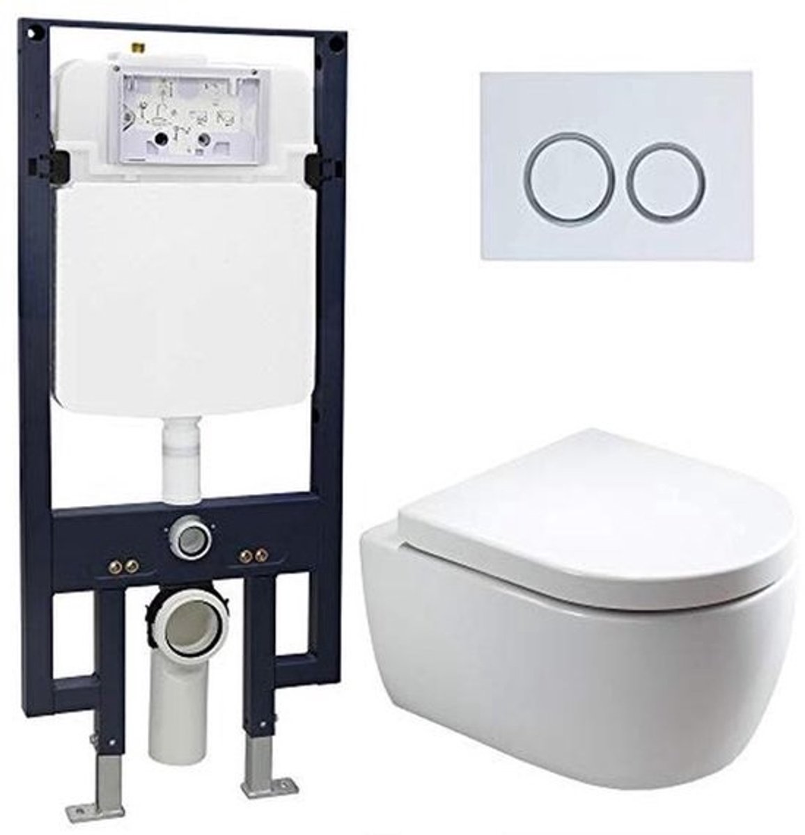Complete Toiletset met Softclose Zitting en Steunframe - Hoogte Verstelbaar