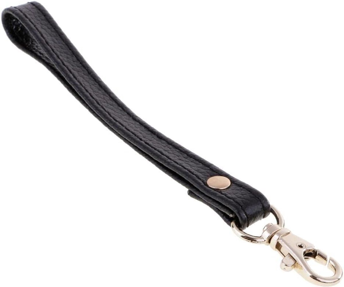 Polsband, kleine riem van echt leer, gouden gesp, portemonnee, zwarte polsband