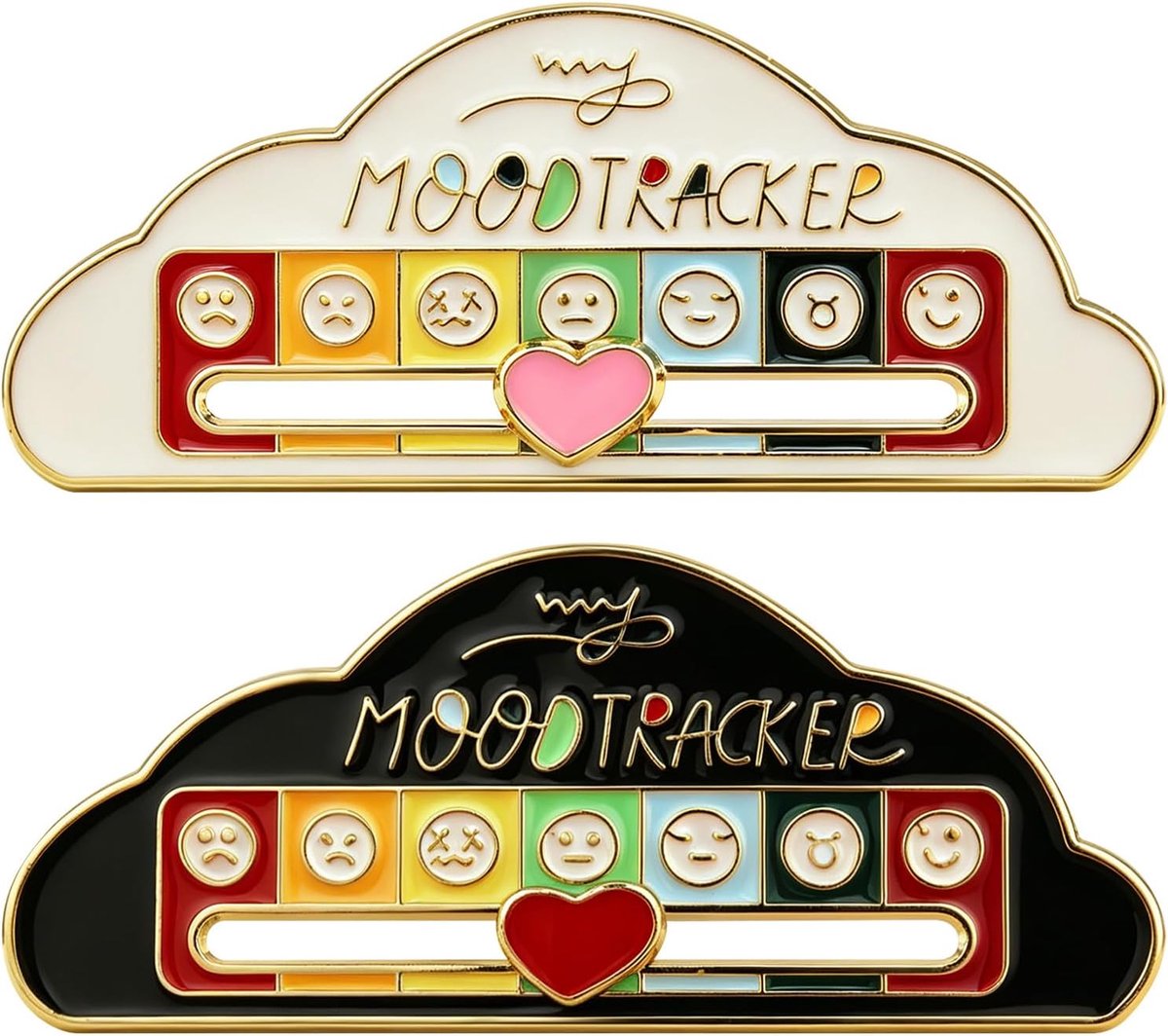 2 stuks emaille spelden in wolkenvorm, schuifregelaar voor 7 dagen, grappige energie-indicatorbroches voor rugzakken, jassen en tassen, nieuwigheid cadeauset