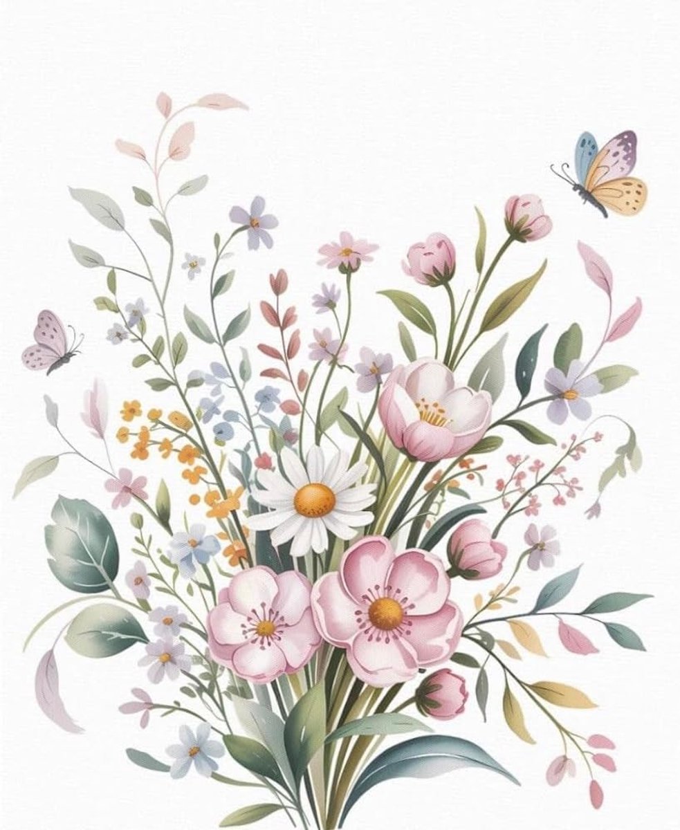 Diamond Painting Bloemen Volwassen 5D, DIY Diamond Painting Foto's Bloemenmotief, Diamant Schilderij Set voor Volwassen en Beginners, Volledige Boor, Diamond Art Picture voor Ontspanning