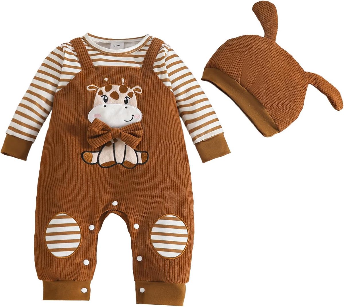 Babyromper voor pasgeborenen, jongens, lange mouwen, overall en hoed