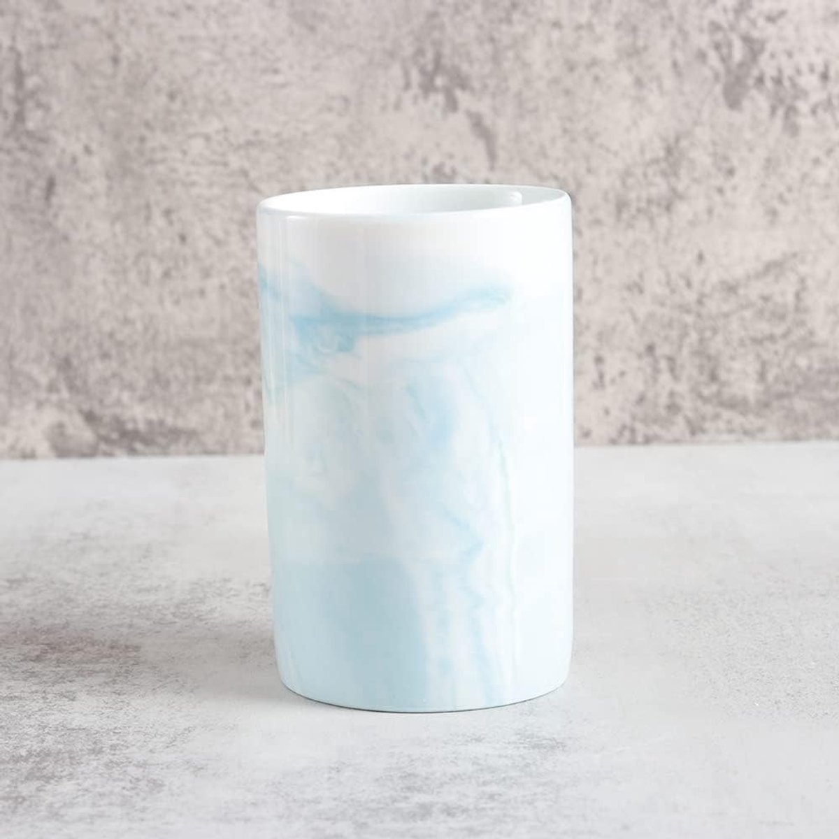 Tandenborstelhouder van keramiek 300 ml, marmer patroon tandenborstelbeker, drinkbeker (blauw)