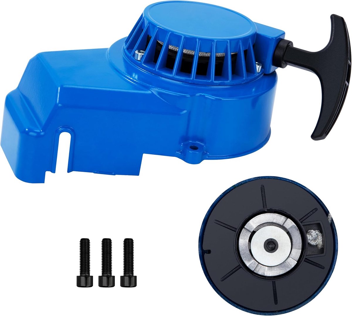 Trekstarter voor motorfiets, eenvoudig starten, aluminium, voor 2-takt, 47 cc, 49 cc, ATV, pocketbike, dirtbike, scooter, chopper, blauw