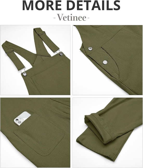 Dames tuinbroek corduroy baggy casual jumpsuit overall met bandjes — afbeelding 4