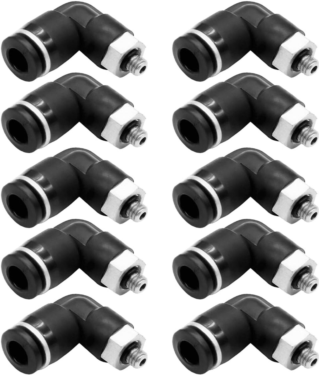10 PCS pneumatisch schroefdraad ellebooggewricht, PL6-M5 rechte hoek Quick Plugs Joint, pneumatische elleboog met mannelijke draad, 6mm X M5 push-fit fittingen