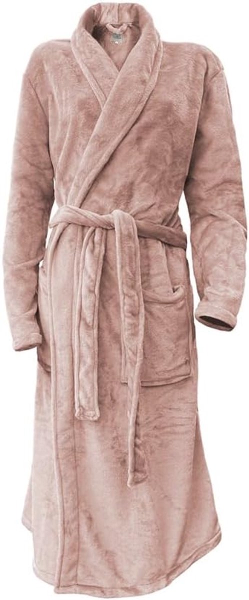 Fleece Badjas Uni - light pink - M