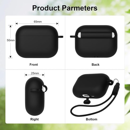 Hoesje compatibel met AirPods Pro 3 (2025), beschermende siliconen hoes voor AirPods Pro 3nd, zachte huid voorkant led zichtbaar siliconen hoesje (roze/zwart) - 2 stuks — afbeelding 4