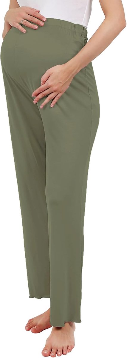 Zwangerschapsbroek voor dames, met verstelbare tailleband, effen, zwangerschapspyjamabroek, lounge-broek