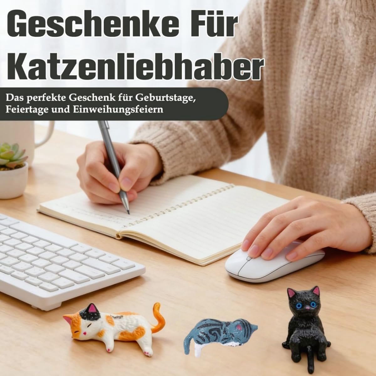 Minifiguren van kunsthars, 5 stuks, miniatuur katjes, kunsthars, set met cartoon-katjes, schattige vorm, decoratie voor auto en woonkamer