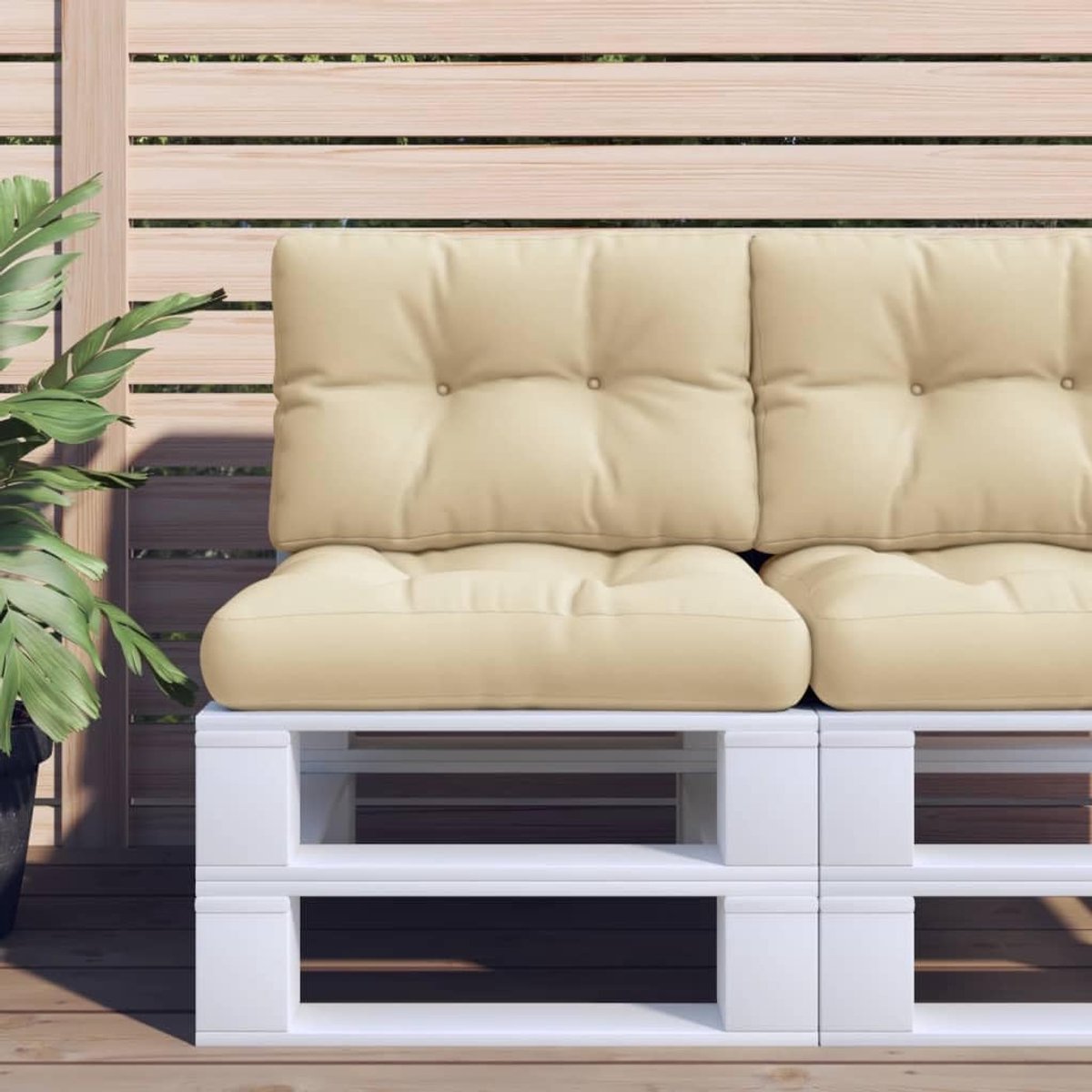 Pallet kussen 2-delig beige outdoor kussen van polyester voor tuinmeubelen en binnen