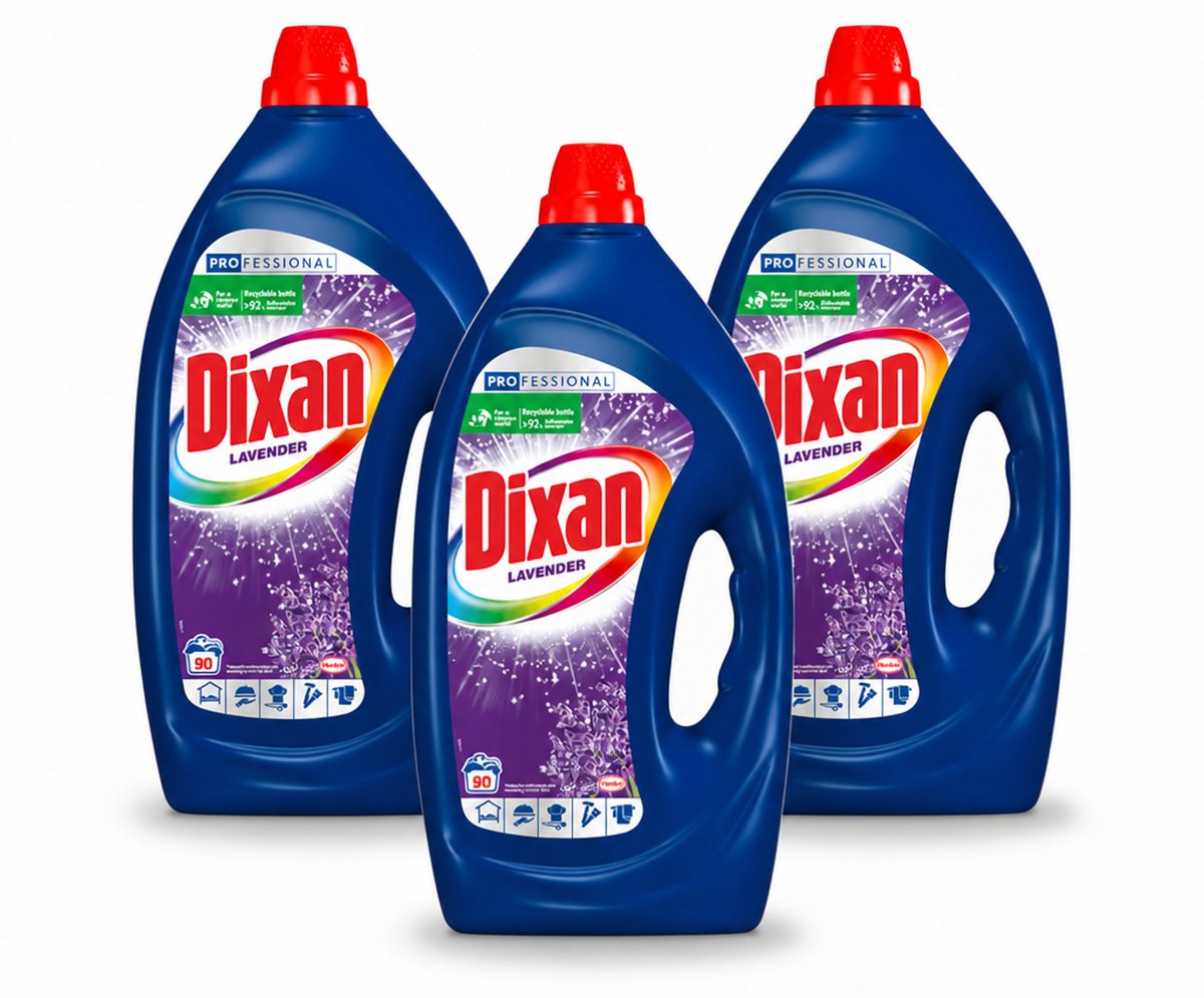 3 x Dixan - Vloeibaar wasmiddel - Fresh Lavender - Professional - 90 wasbeurten - Voordeelverpakking - 3 stuks