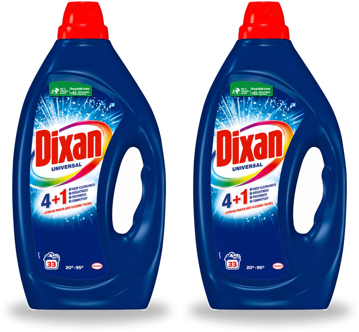 2 x Dixan - Vloeibaar wasmiddel - Universeel - 33 wasbeurten - Voordeelverpakking - 2 stuks
