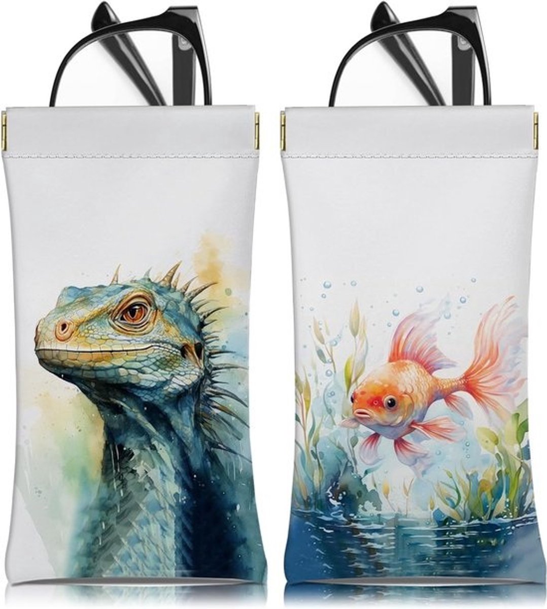 Set van 2 Zachte PU Leren Brillen Etuis met Schoonmaakdoek voor Jongens en Mannen - Stijlvol en Praktisch Accessoire