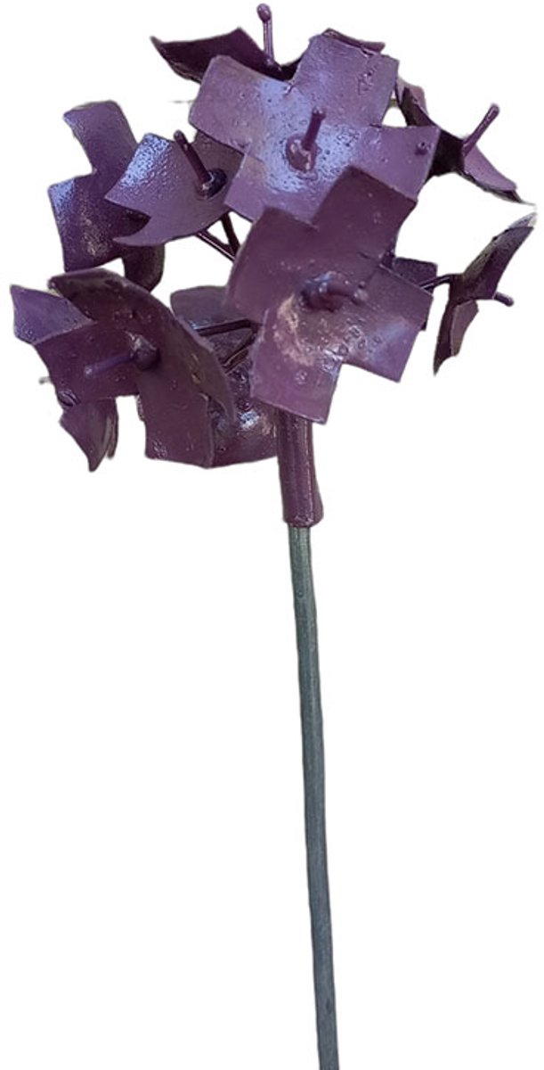 Floz Design tuinsteker paarse bloem - metalen sierui - handgemaakt en fairtrade - geschikt als grafdecoratie