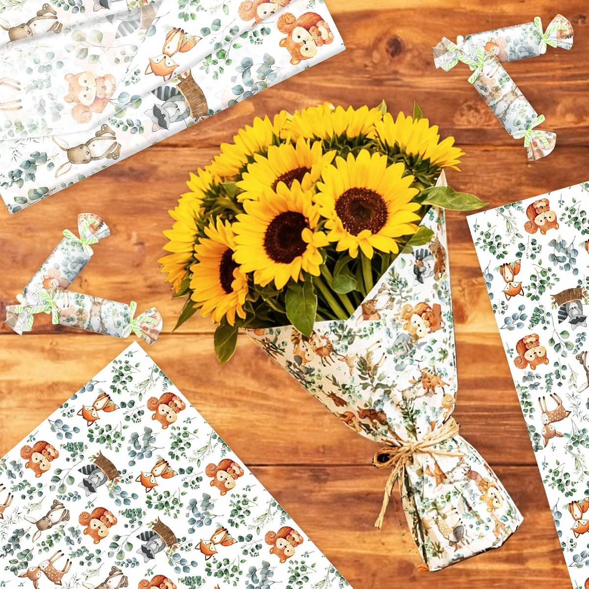 Vellen bosdieren zijdevloeipapier bij centimeter bosdieren cadeaupapier