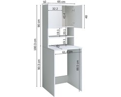 Roomart ATLANTIC-III Wasmachine Overbouwkast 65x181 cm - Wit