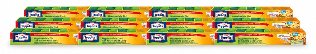 12 x Toppits – Magnetronfolie 2-in-1 – 15 m - Voordeelverpakking - 12 stuks