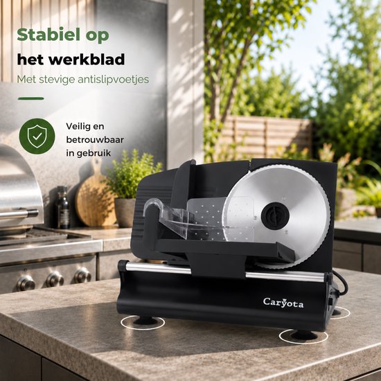 Caryota Snijmachine - Vleessnijmachine & Broodsnijmachine - 2 RVS Messen - 220W - 1-15 mm - Zwart van Caryota — afbeelding 5