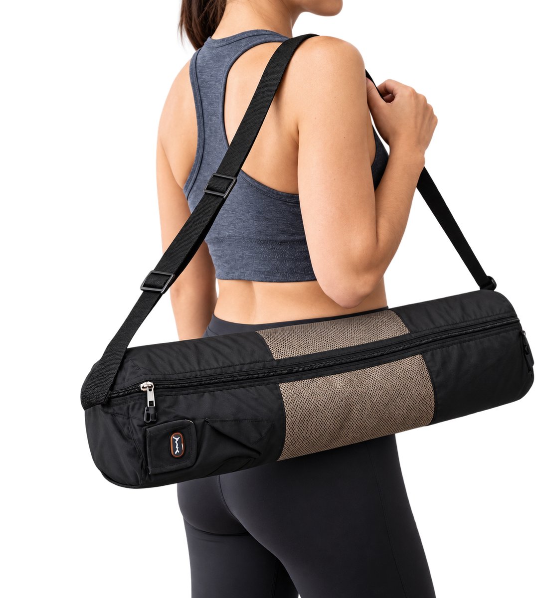 Yogamat tas met rits - Yogamat Drager - 70 x 11,5 cm - Zwart