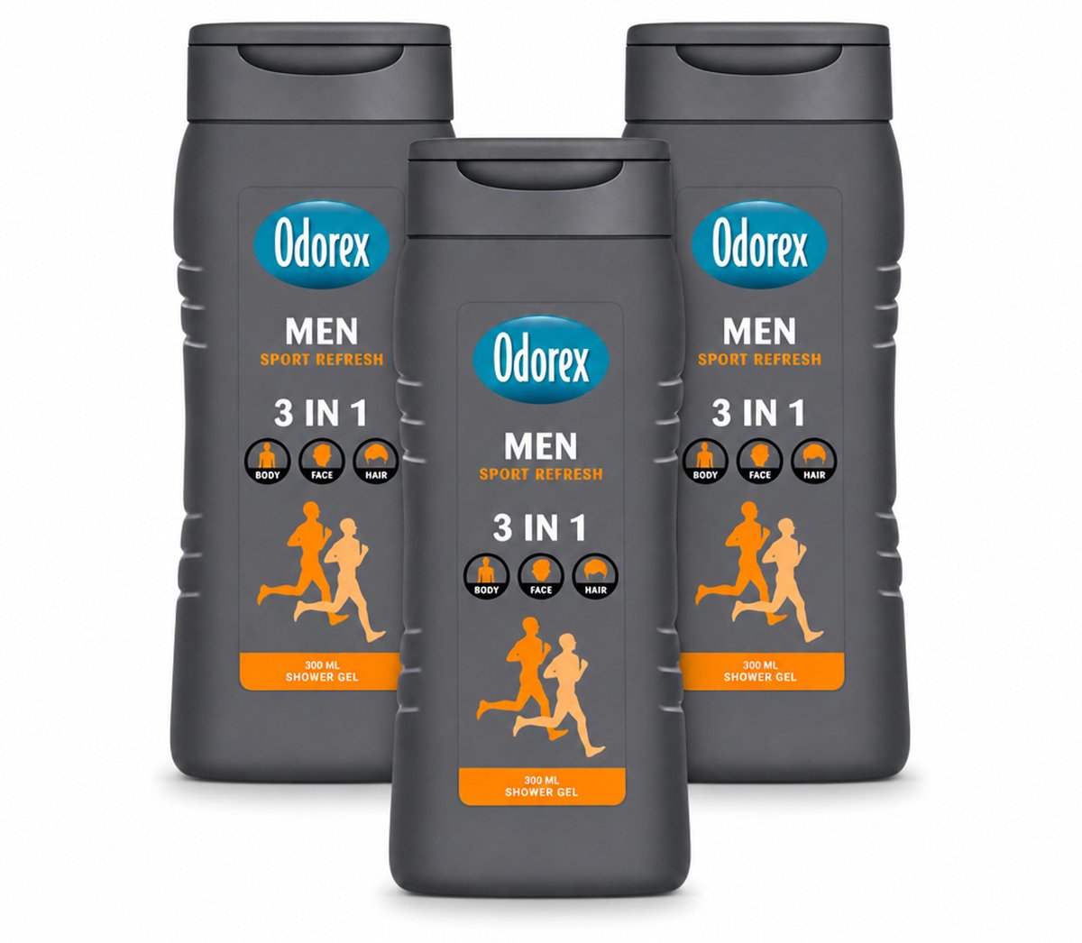 3 x Odorex – Douchegel – For Men Sport Refresh – 300 ml - Voordeelverpakking - 3 stuks