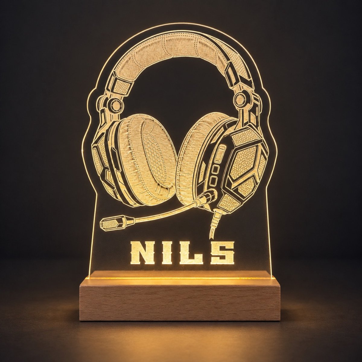 Gaming headset lampje - Gepersonaliseerd met naam - uniek cadeau voor iedere gamer