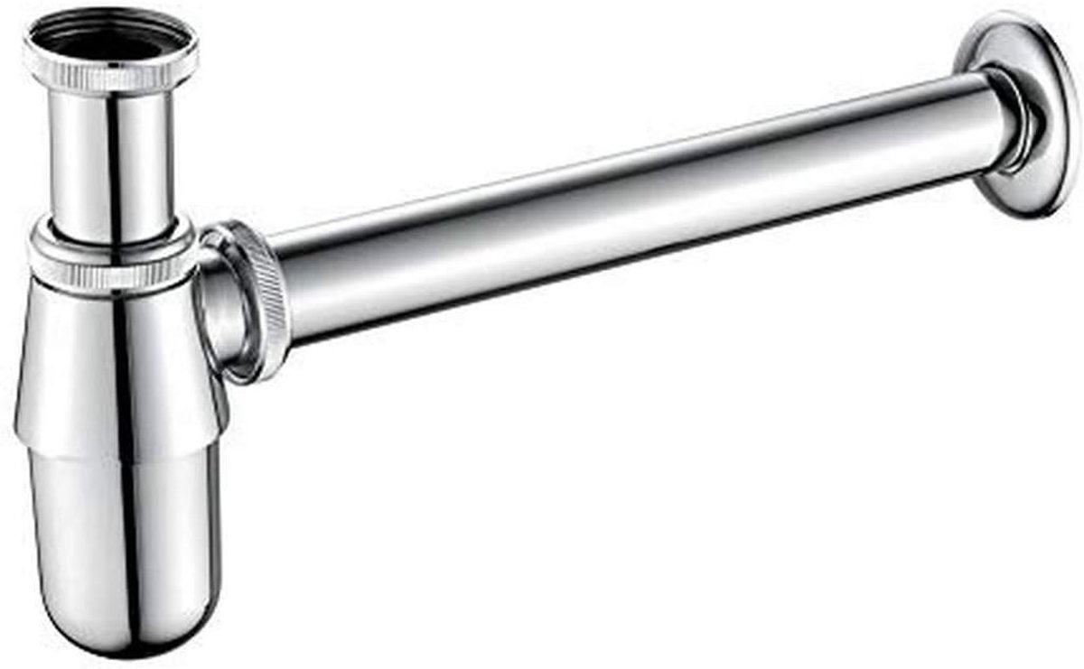 Dubbele sifon gootsteen - Zwart - 295 mm - Messing Fles met Verchroomde Afwerking - Voor Wastafel
