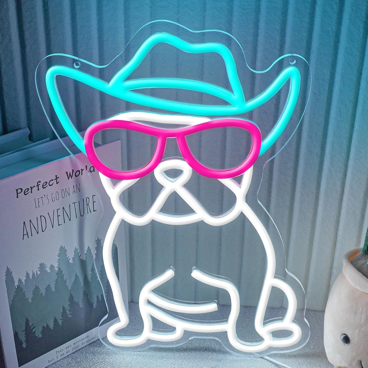 Neonreclames voor wanddecoraties, LED-verlichte borden met USB-voeding en dimbaar voor slaapkamers, slaapzalen, feesten, verjaardagsdecoraties (French Bulldog)