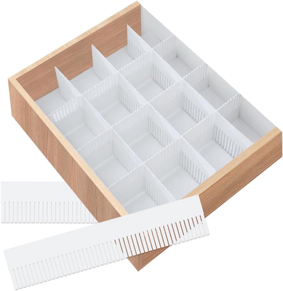 Kunststof verstelbare ladeverdelers voor kledingset - 8 stuks sok ondergoed make-up lade organizer verdelers (38 x 7 cm)